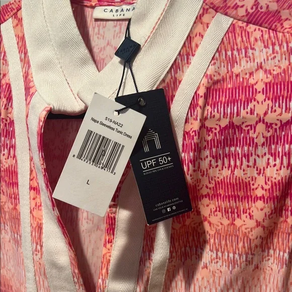 Cabana Life Pink and White Sleeveless Dress L NWT - Picture 4 of 7